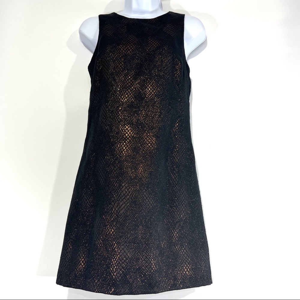 NEW Love...ady Black Gold Sleeveless Geometric Mini Dress